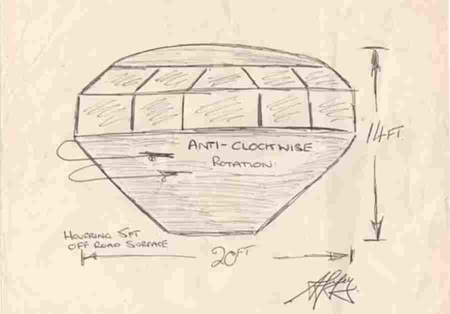 Рисунок Алана Годфри, сделанный им на месте встречи с НЛО